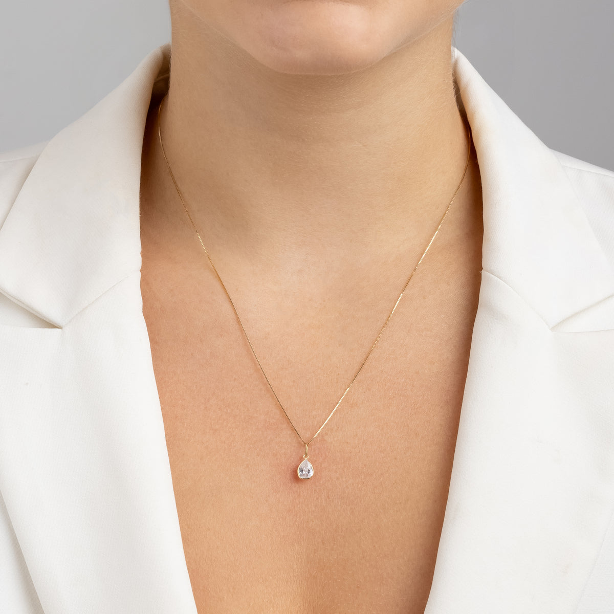 Colar Angelin Cristal Mini em Ouro 18K com Zircônias 45cm
