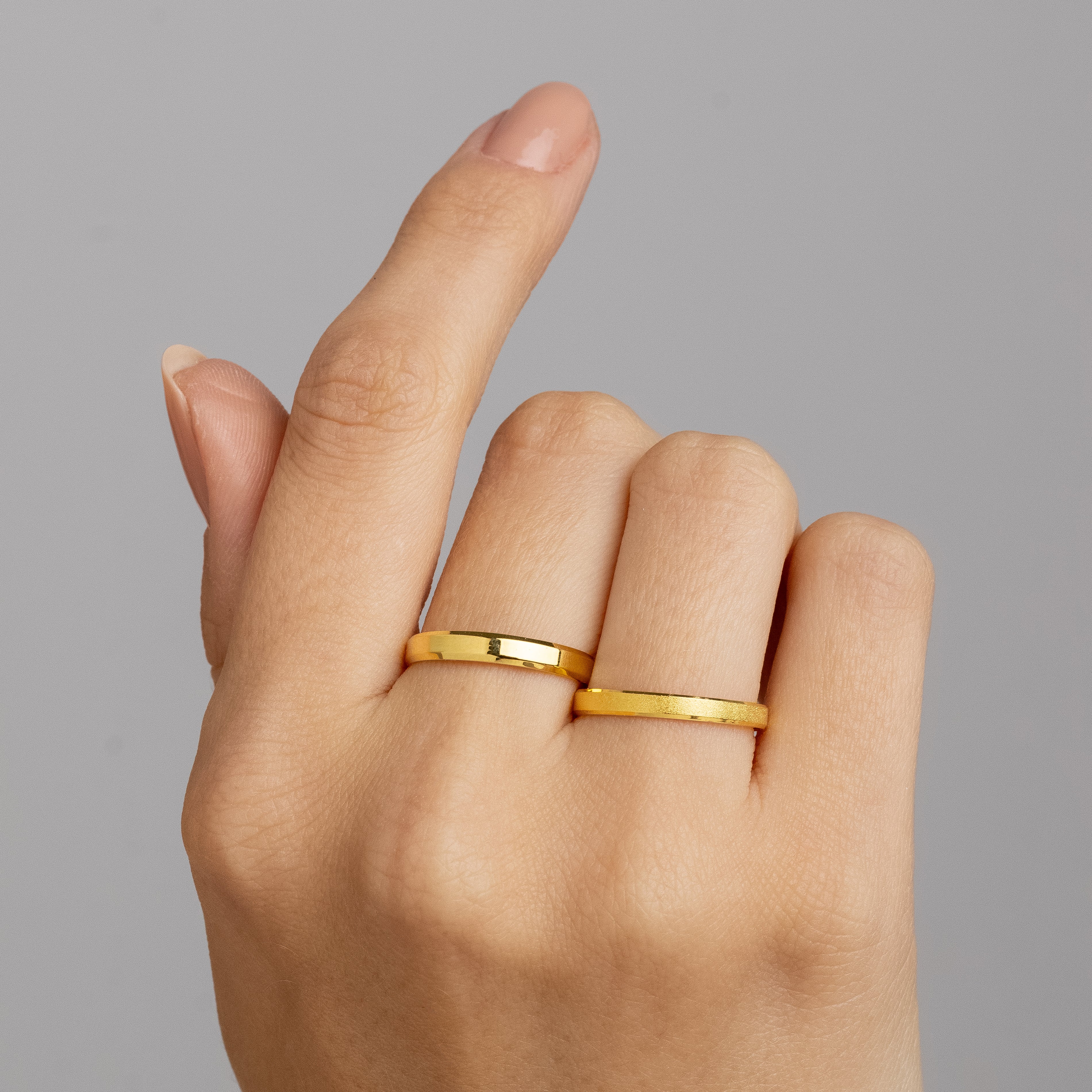 Alianças Italian Duo 3mm Banhadas a Ouro + Anel Brinde