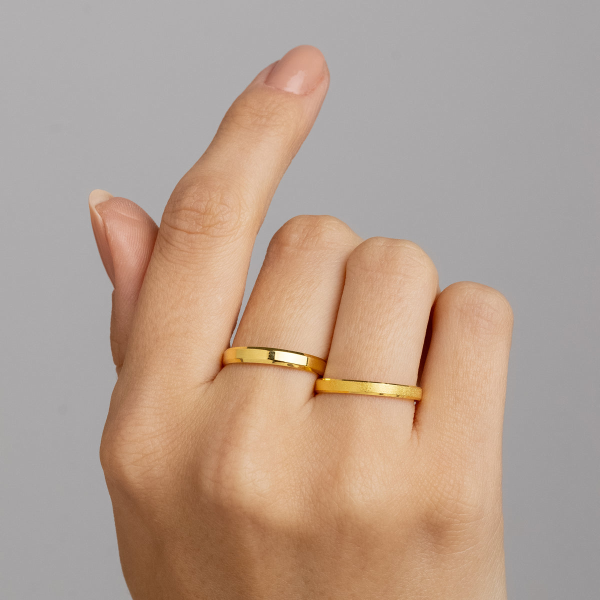 Alianças Italian Duo 3mm Banhadas a Ouro + Anel Brinde
