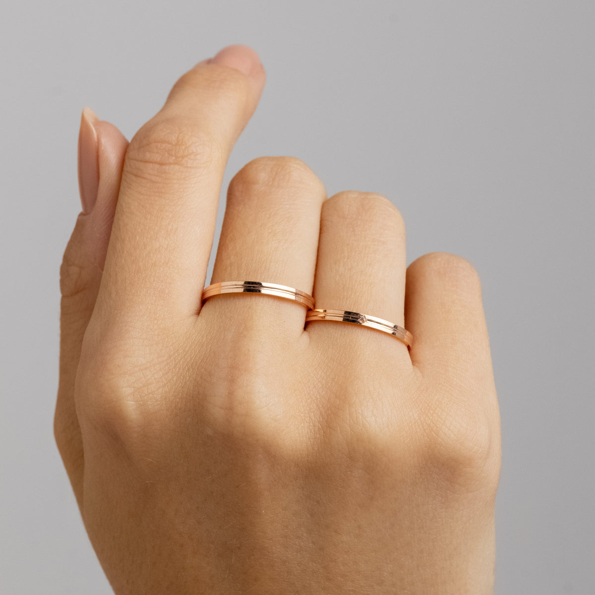 Alianças de Casamento Jade Ouro Rosé 18K 2mm + Anel Brinde
