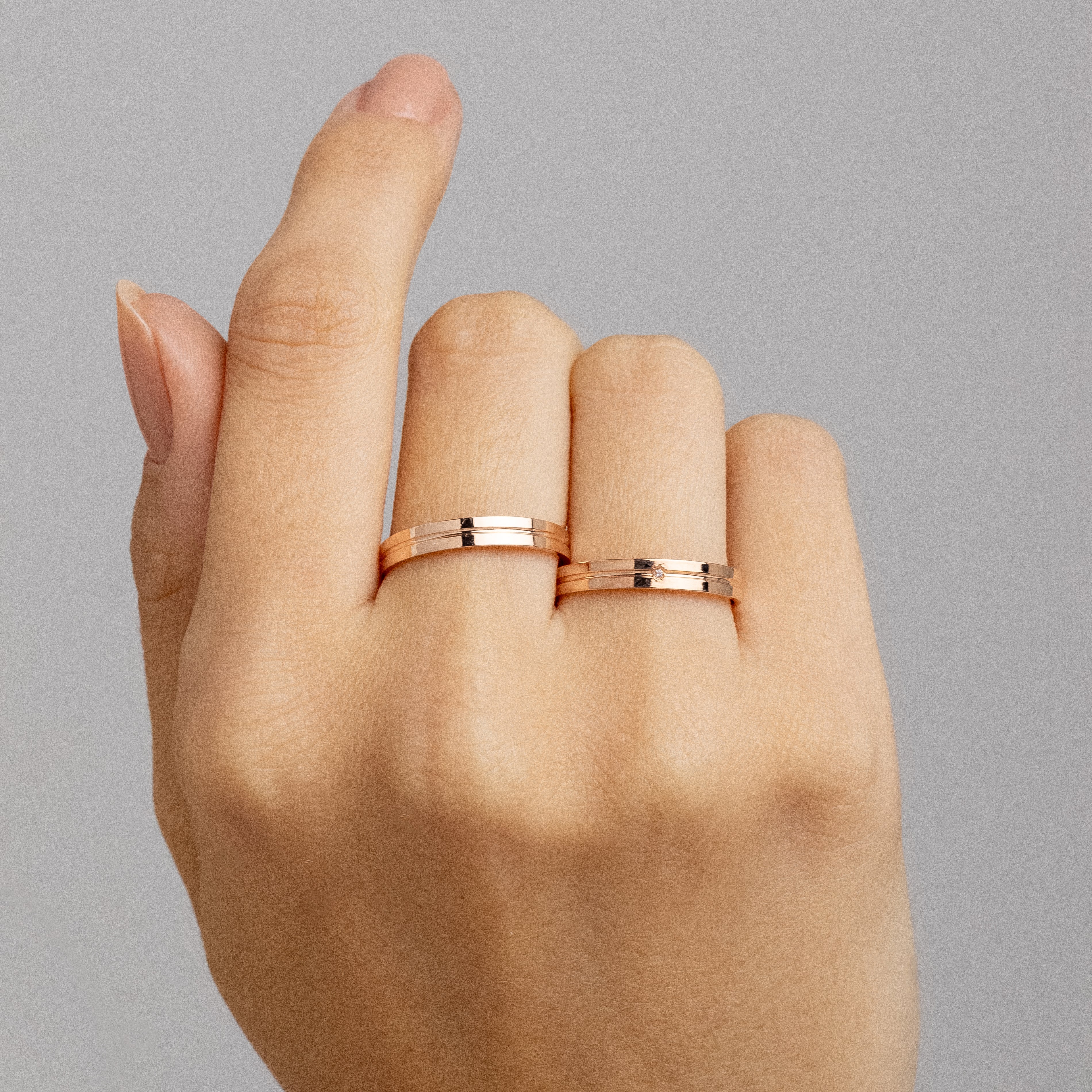 Alianças de Casamento Merci Ouro Rosé 18K 3mm + Anel Brinde