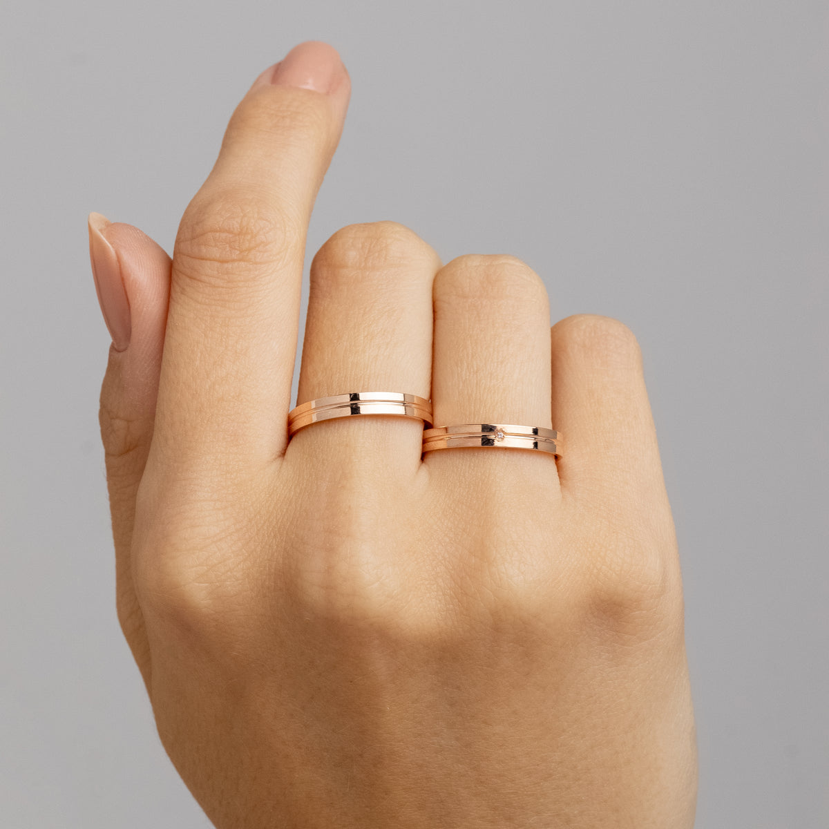 Alianças de Casamento Merci Ouro Rosé 18K 3mm + Anel Brinde