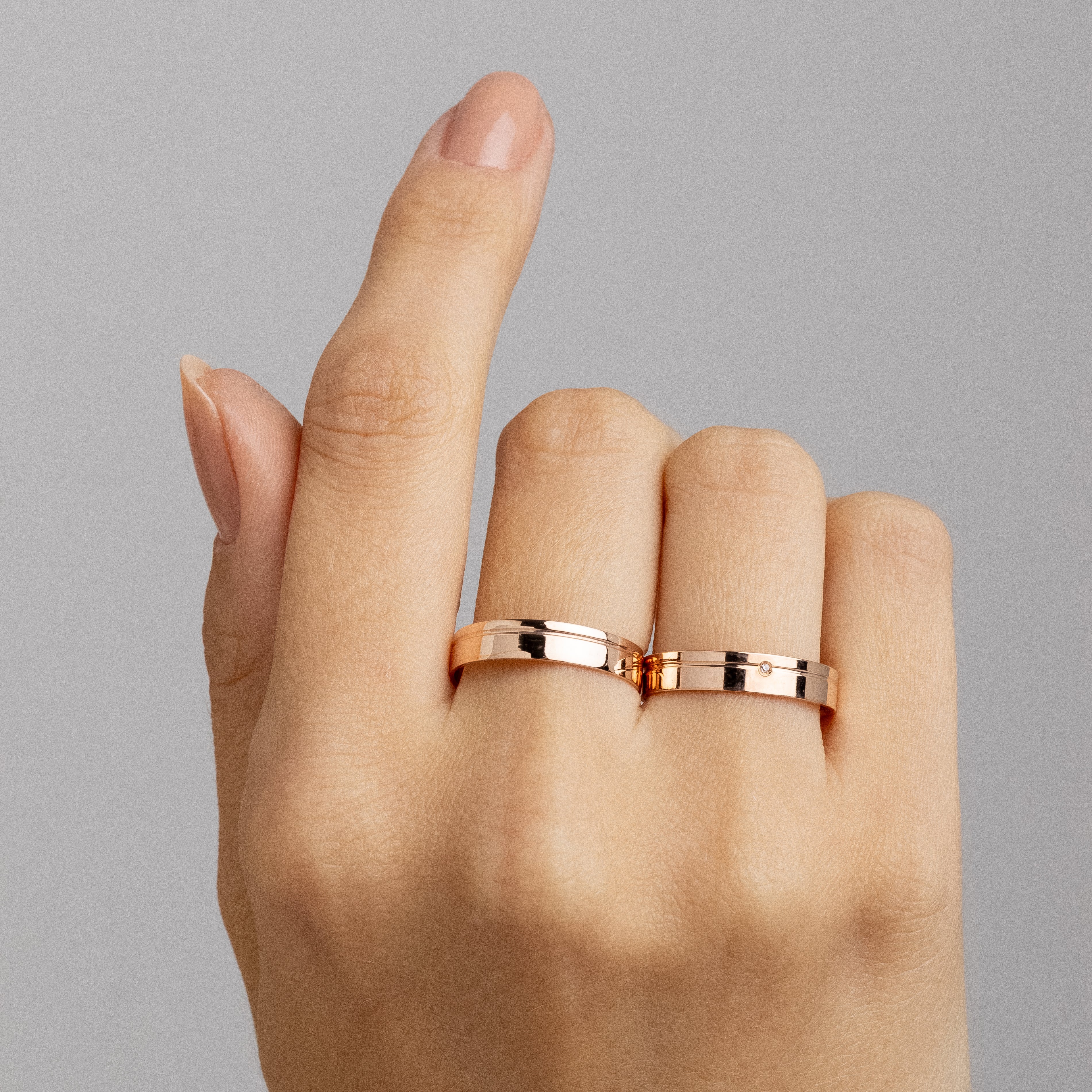 Alianças de Casamento J´adore Ouro Rosé 18K 4mm + Anel Brinde