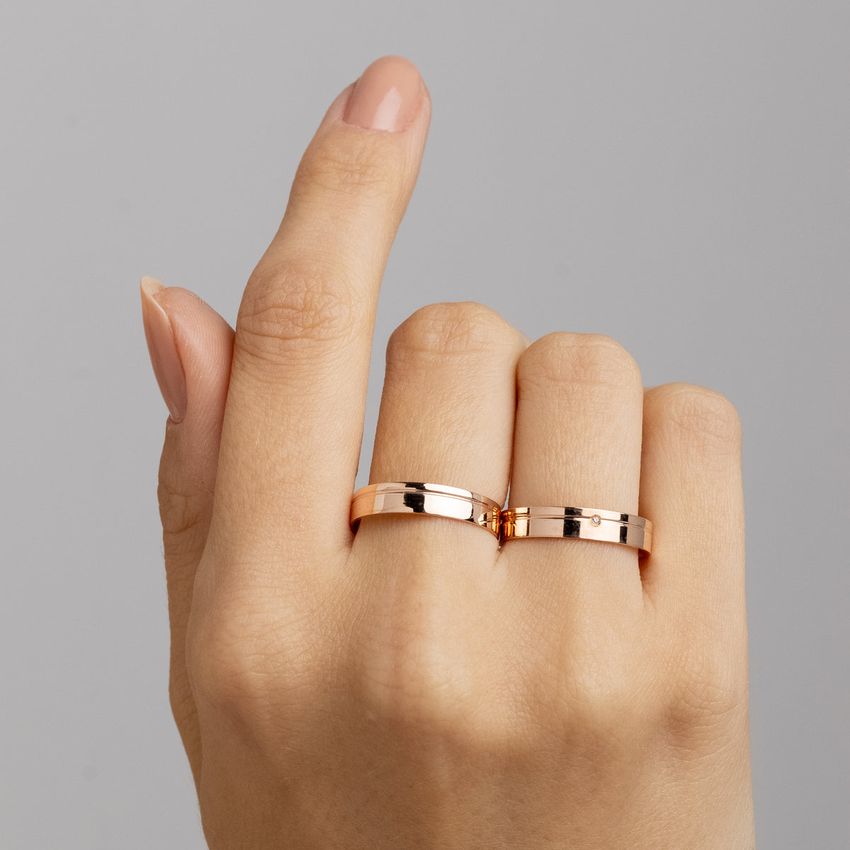 Alianças de Casamento J´adore Ouro Rosé 18K 4mm + Anel Brinde