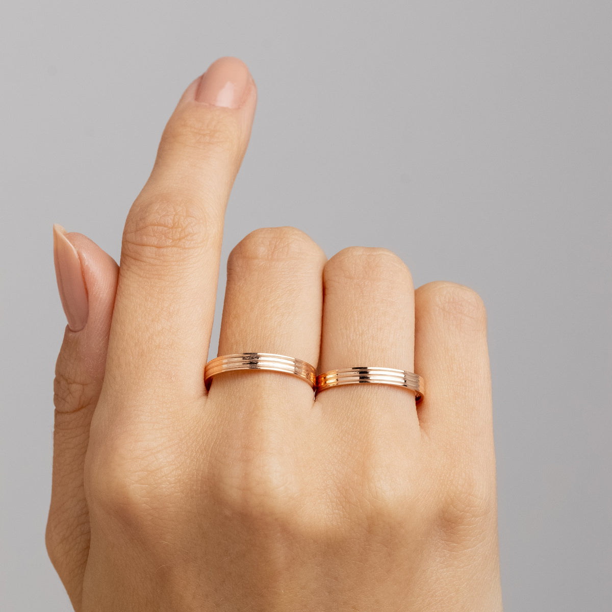 Alianças de Casamento Aura Ouro Rosé 18K 3mm + Anel Brinde