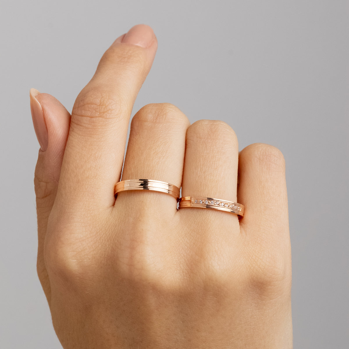 Alianças de Casamento Chanel Ouro Rosé 18K 3mm + Anel Brinde