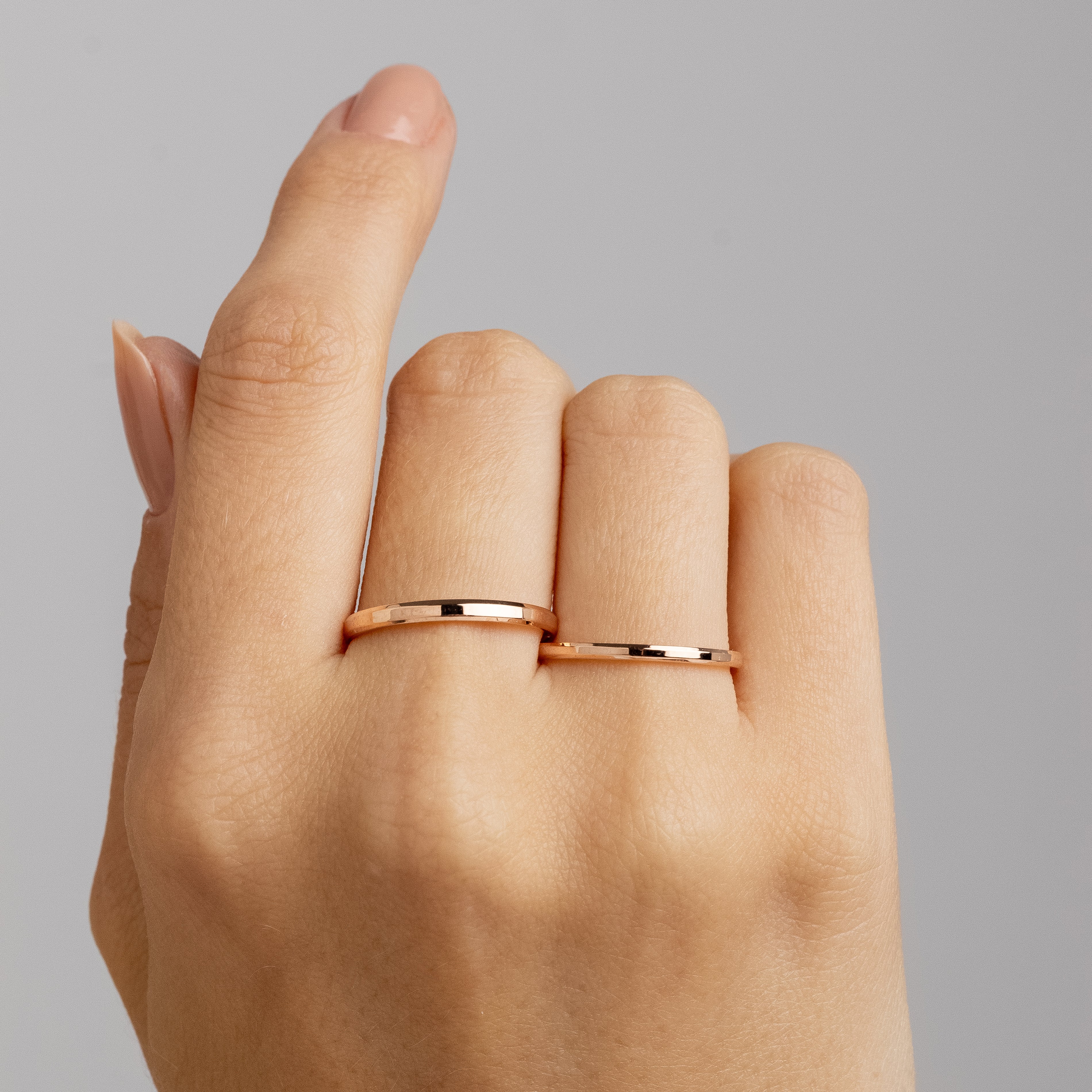 Alianças de Casamento Italian Ouro Rosé 18K 1.5mm 2mm + Anel Brinde