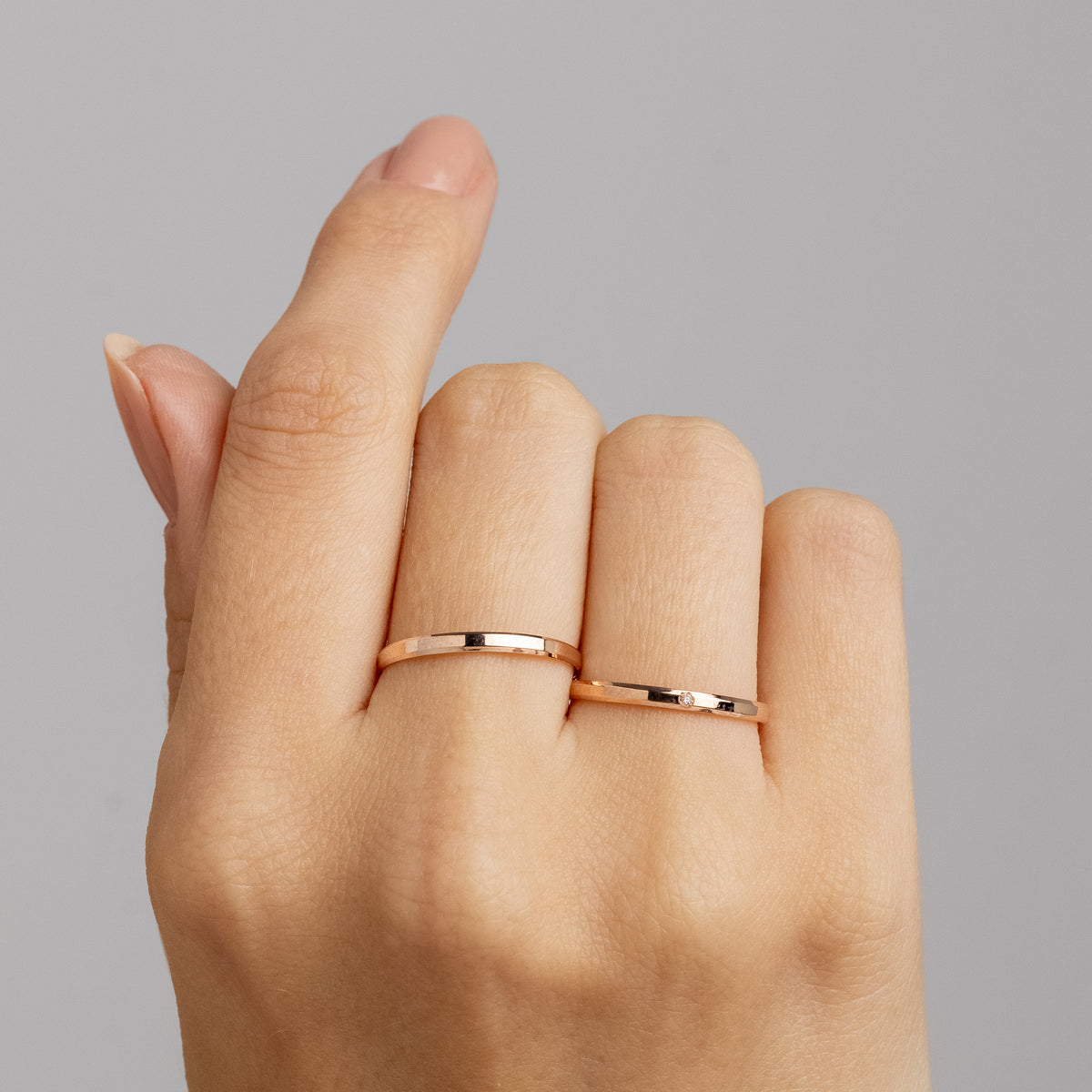 Alianças de Casamento Italian Ouro Rosé 18K 2mm + Anel Brinde