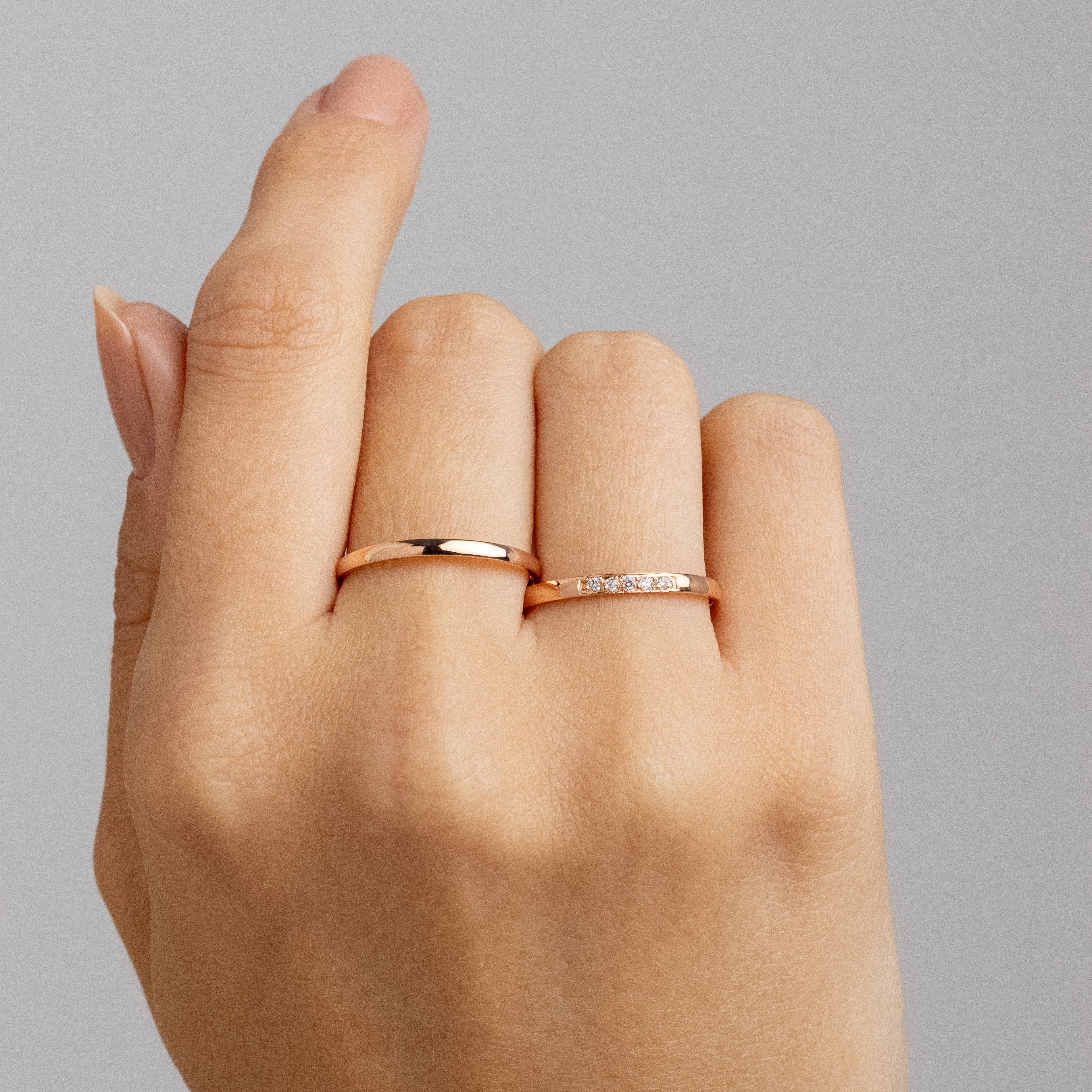 Alianças de Casamento Santorini Ouro Rosé 18K 2mm + Anel Brinde
