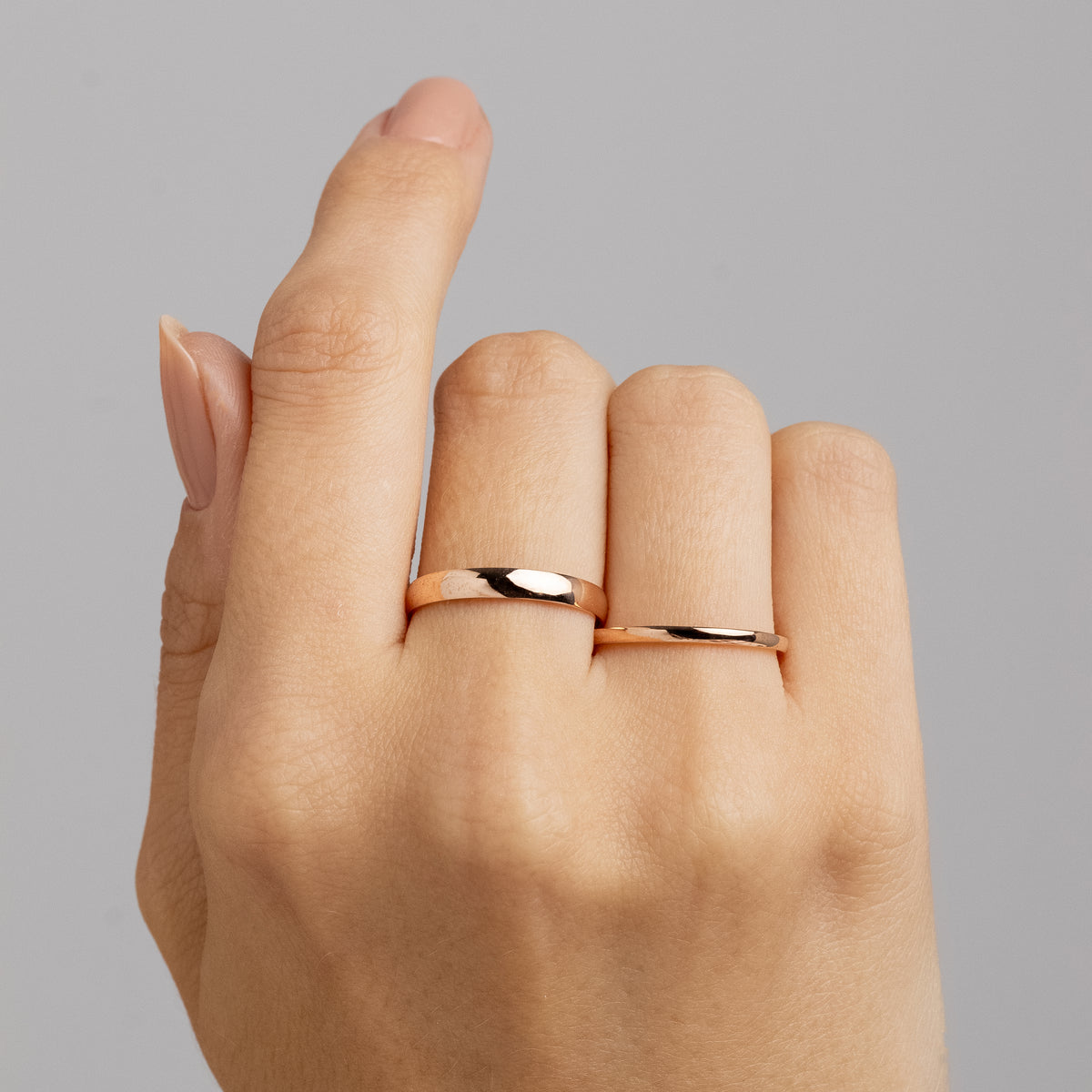 Alianças de Casamento Classic Ouro Rosé 18K 1.5mm e 3mm + Anel Brinde