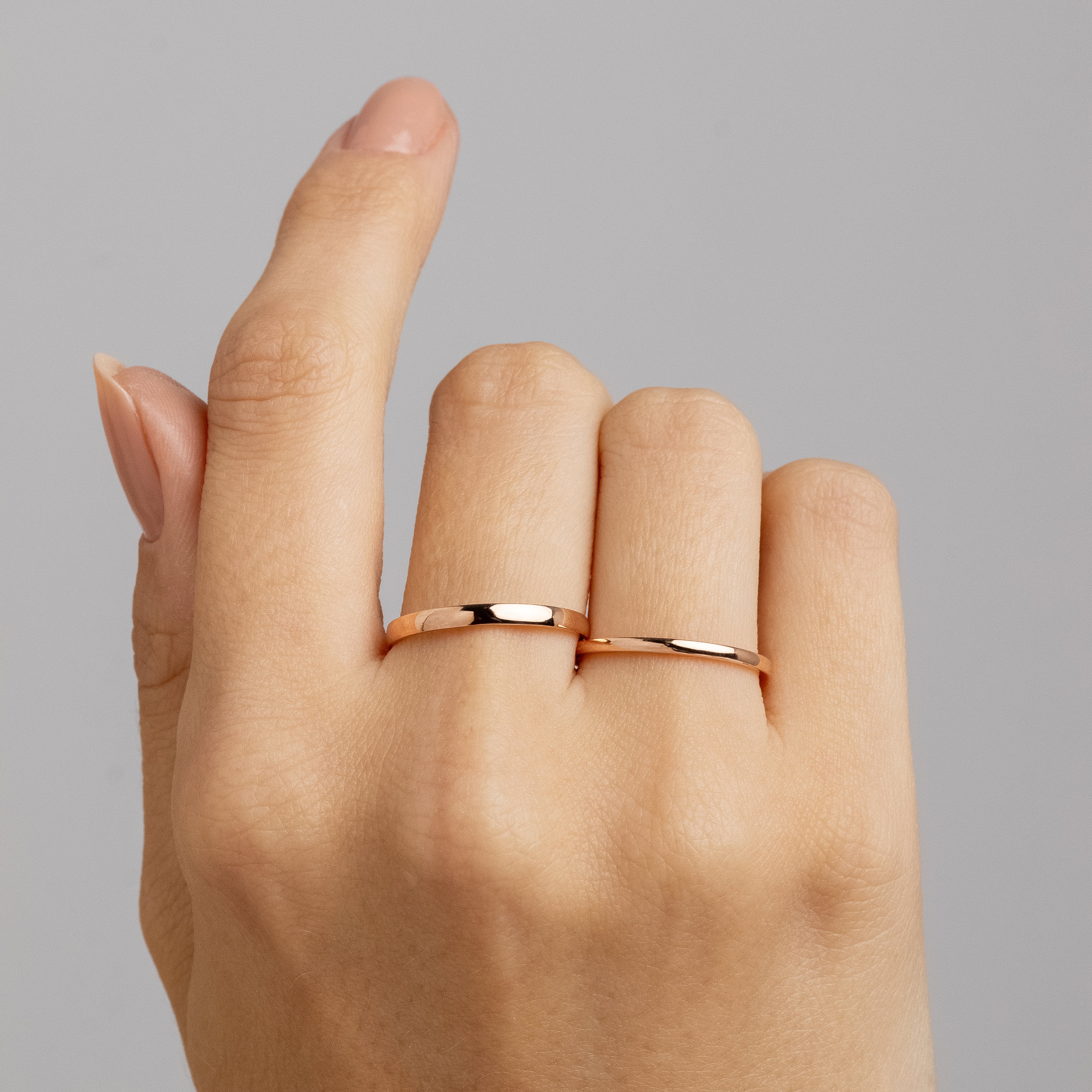 Alianças de Casamento Classic Ouro Rosé 18K 1.5mm e 2mm + Anel Brinde