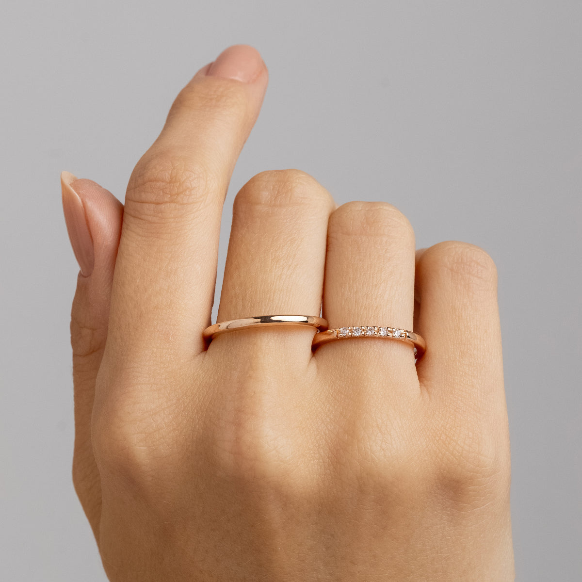 Alianças de Casamento Nuance II Ouro Rosé 18K 2mm + Anel Brinde
