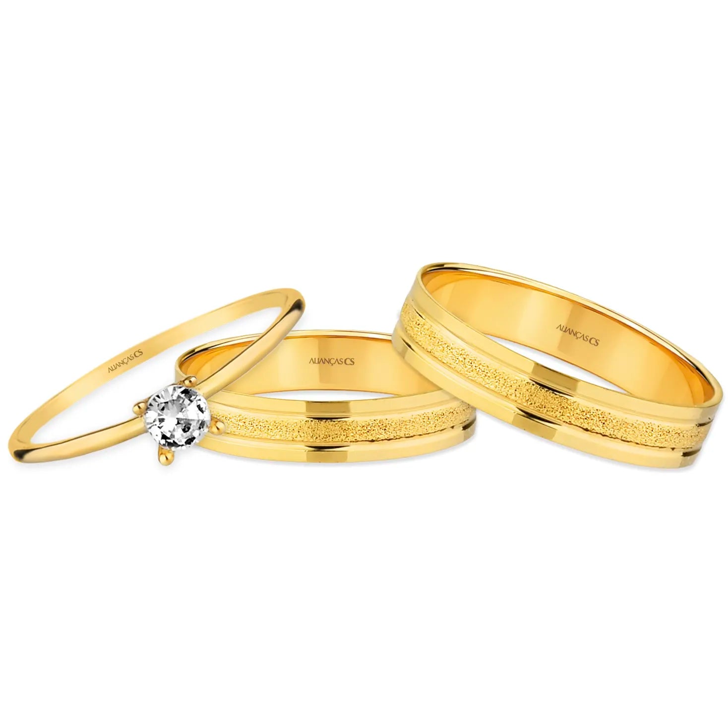 Alianças Blanc 4mm Banhadas a Ouro + Anel Brinde
