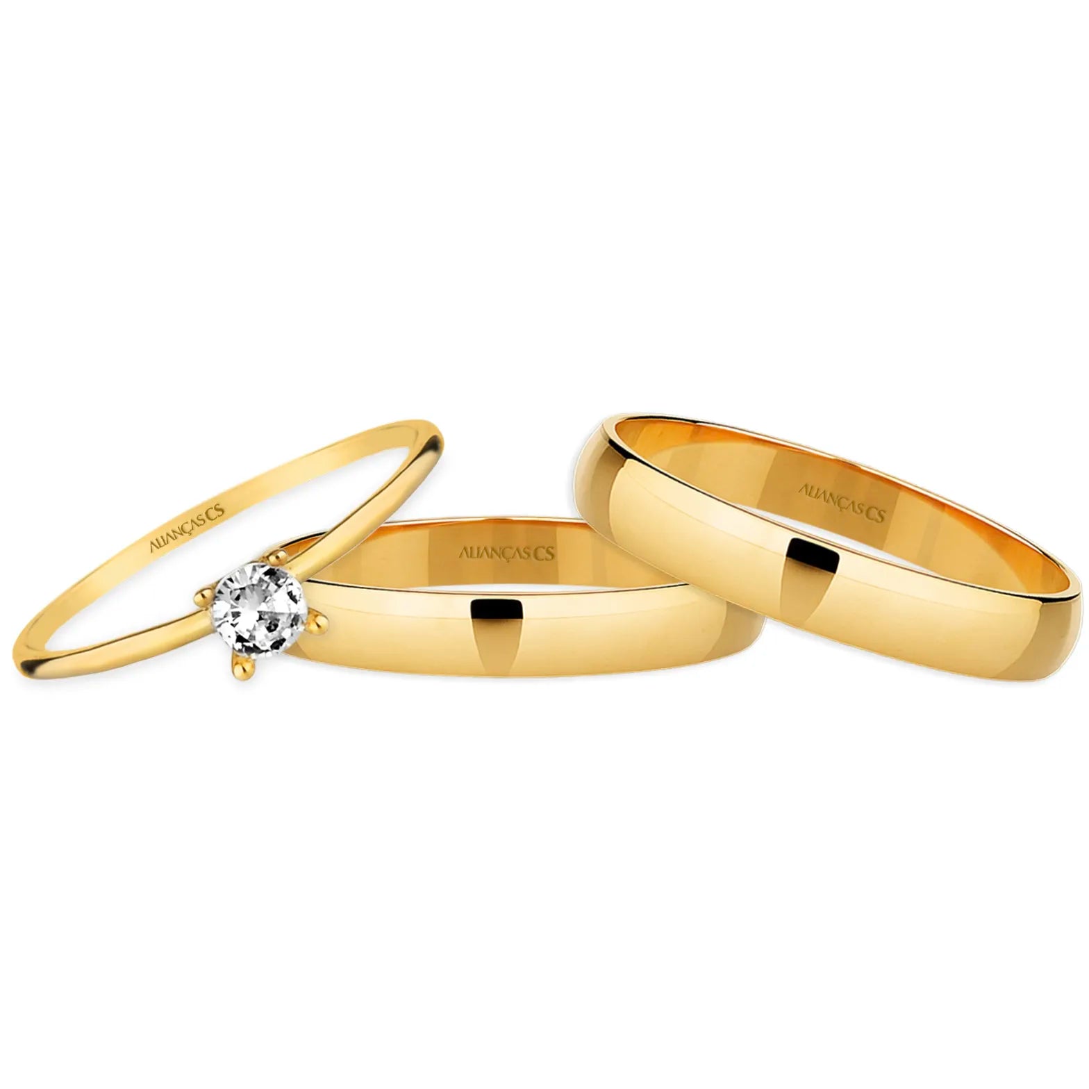 Alianças Classic 4mm Banhadas a Ouro + Anel Brinde