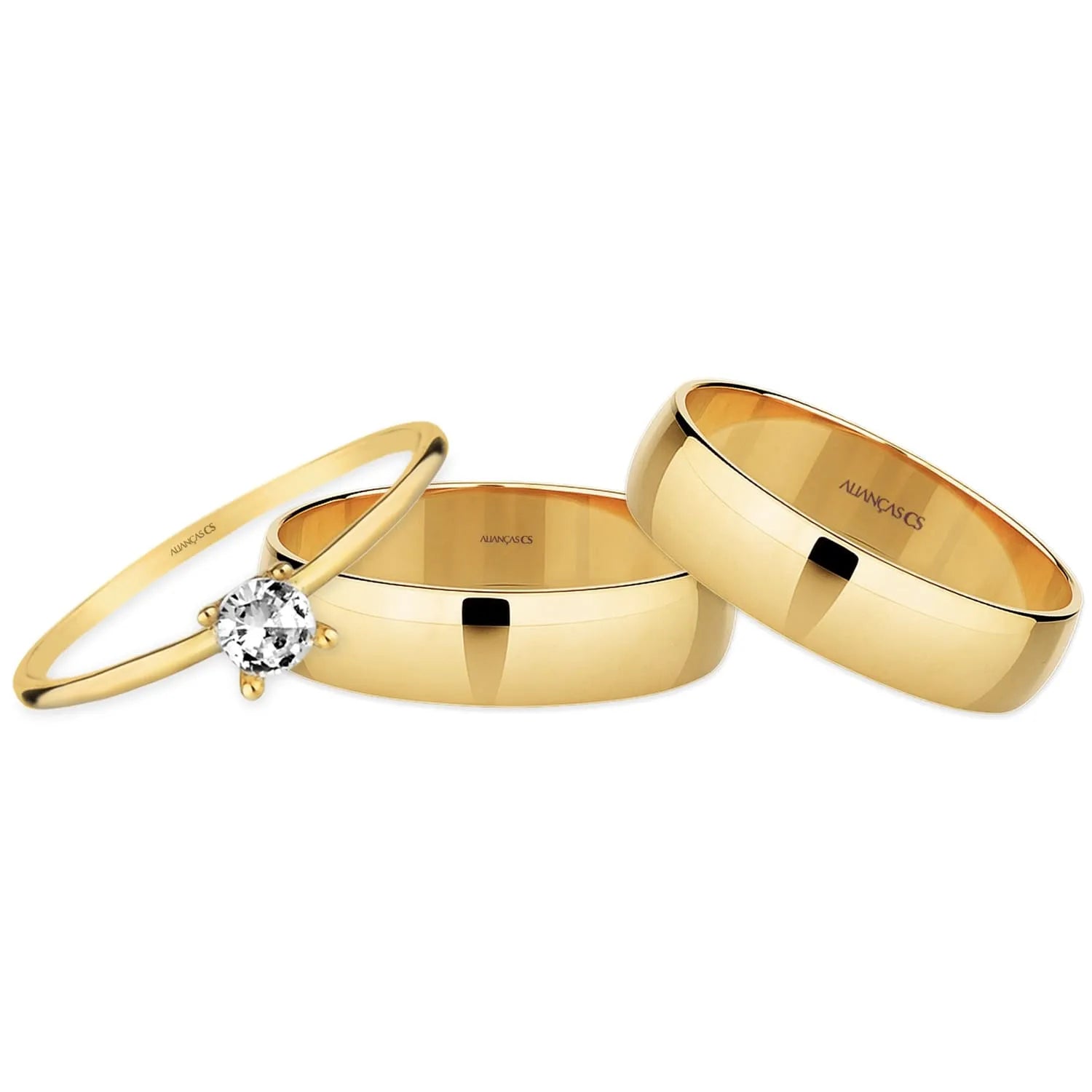 Alianças Classic 5mm Banhadas a Ouro + Anel Brinde