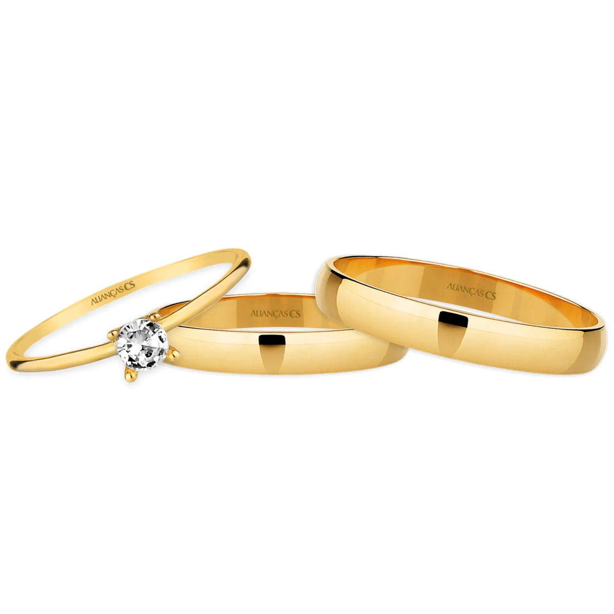 Alianças de Casamento Classic Ouro 10K 3mm + Anel Brinde