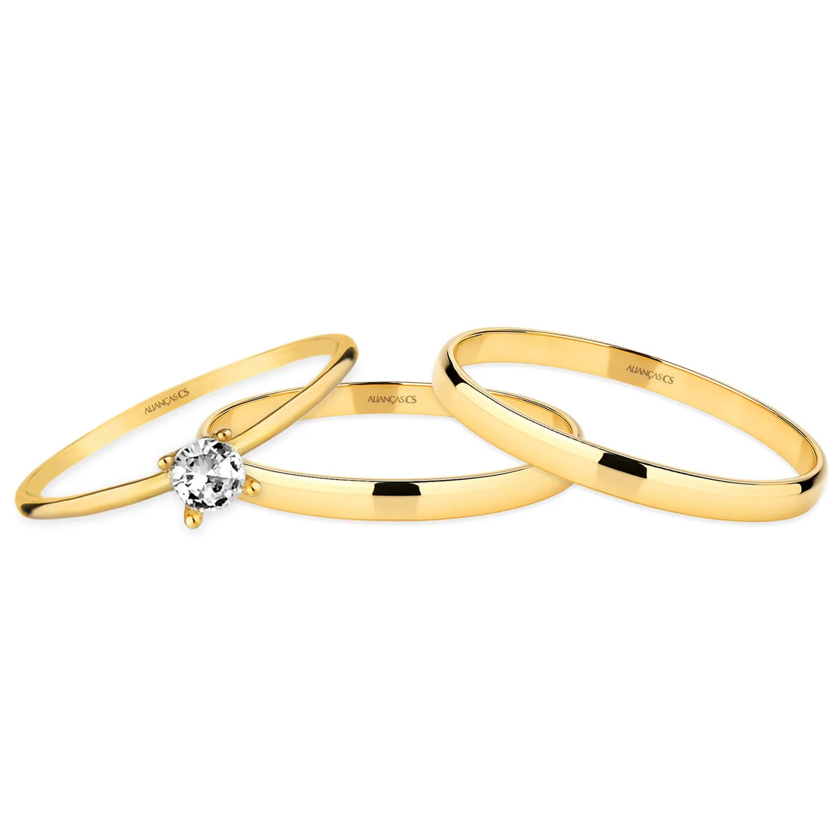 Alianças de Casamento Classic Ouro 18K 2mm + Anel Brinde