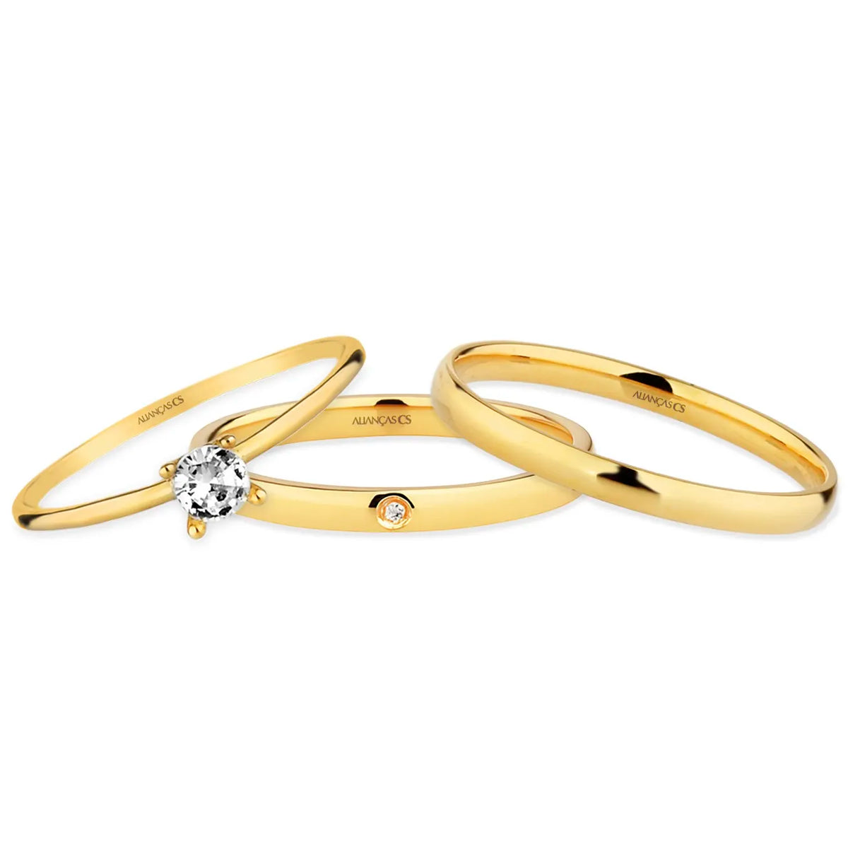 Alianças de Casamento Classic Ouro 18K 2mm + Anel Brinde