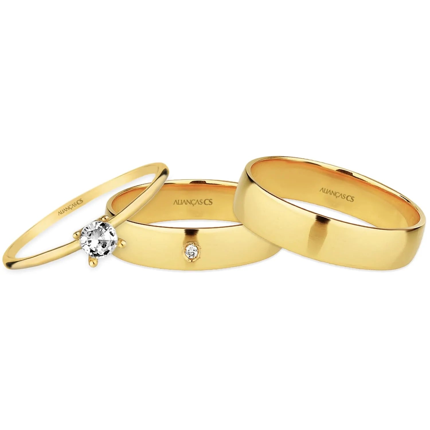 Alianças de Casamento Classic Ouro 18K 5mm + Anel Brinde