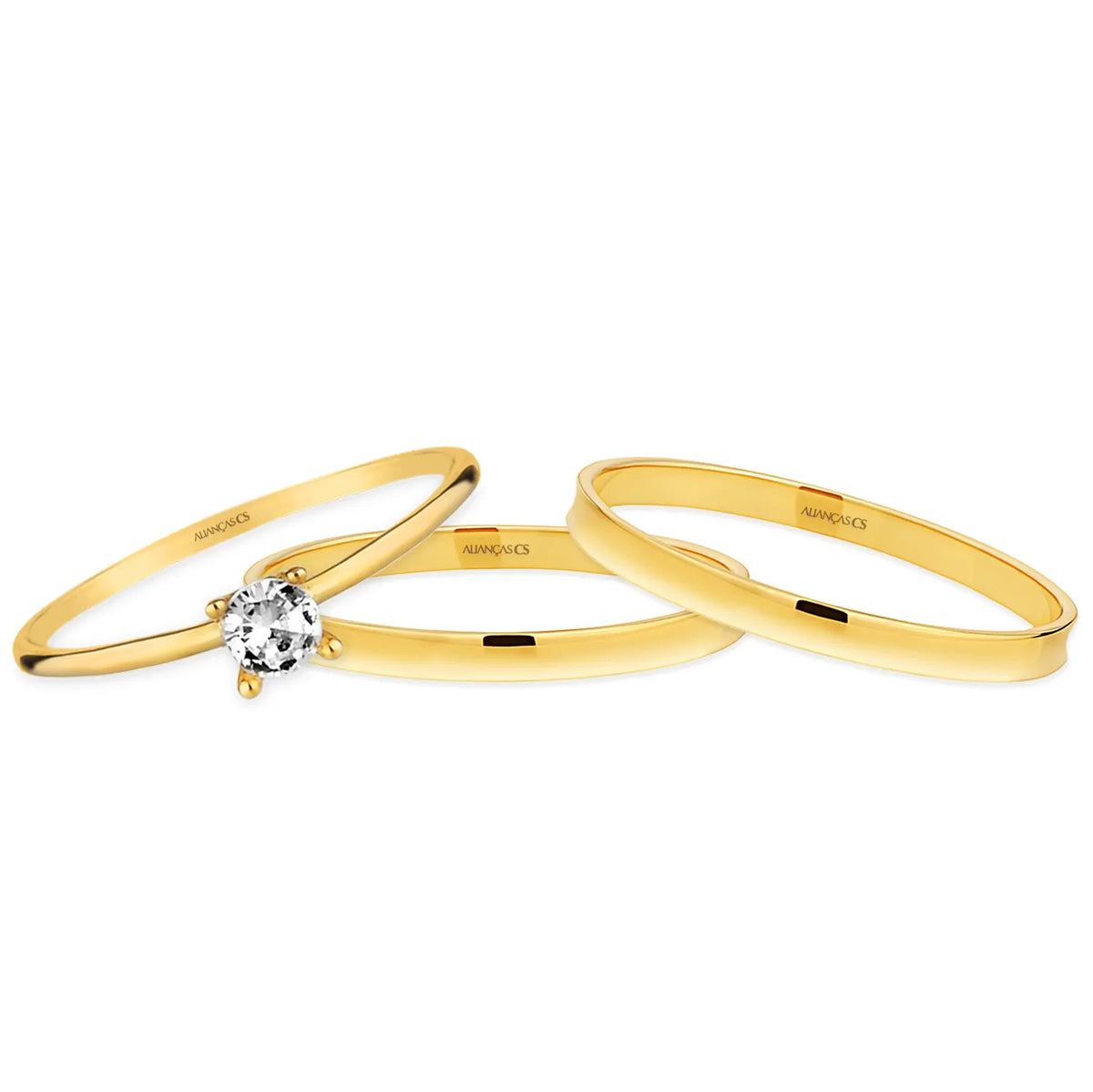 Alianças de Casamento Côncavas 18K 1.5mm + Anel Brinde (Envio Full)