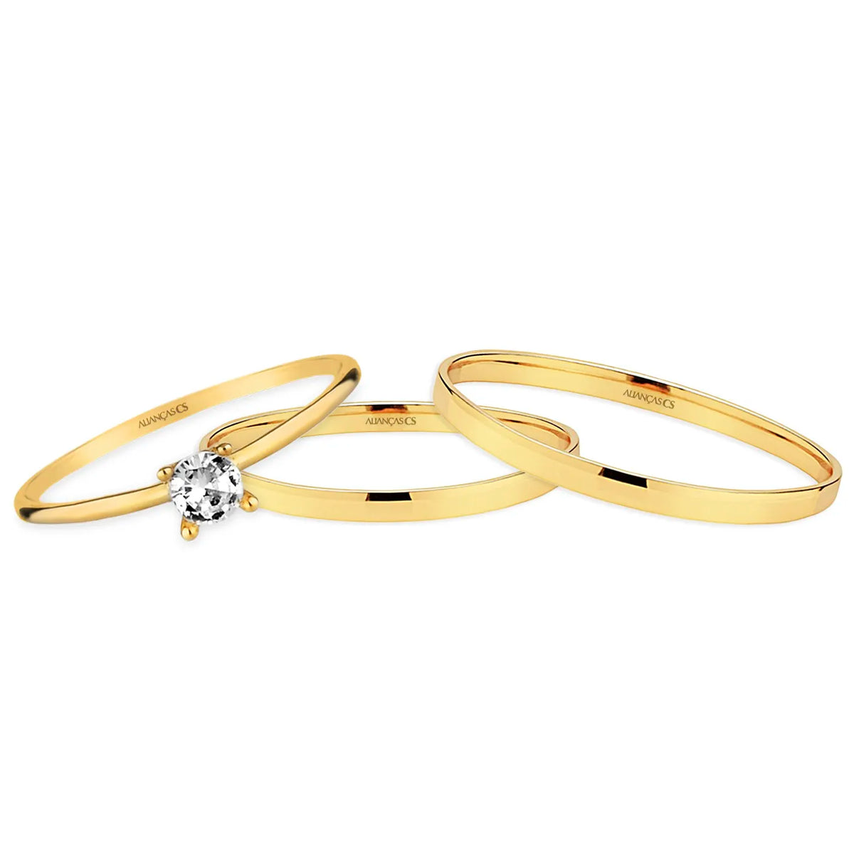 Alianças de Casamento Italian Ouro 10K 1,5mm + Anel Brinde