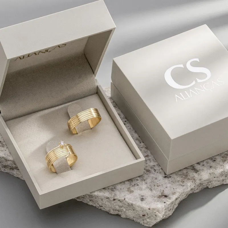 Alianças de Casamento Marggiorie Ouro 18K 6mm + Anel Brinde