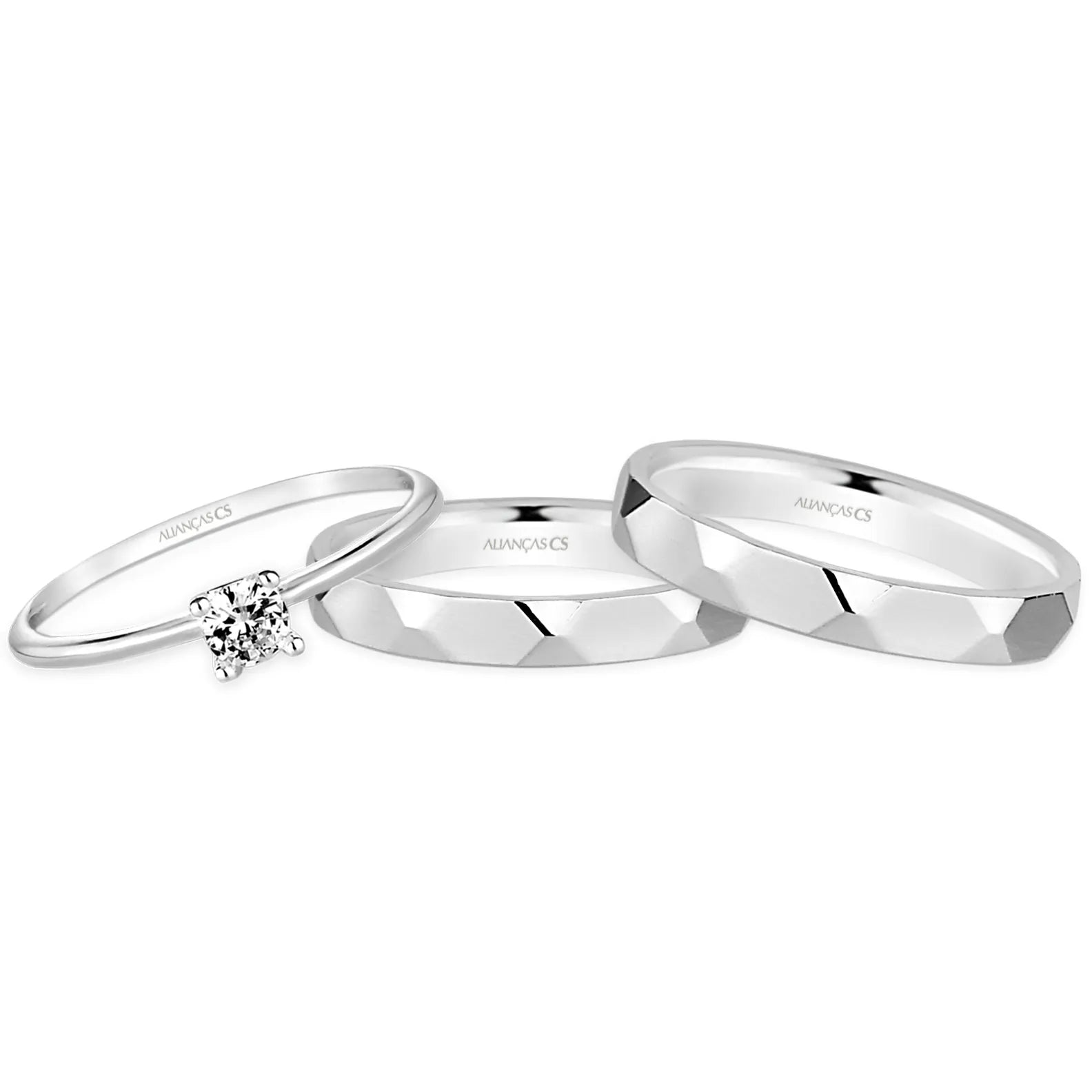 Alianças de Namoro Diamant 3mm + Anel Solitário Classic (Envio Full)