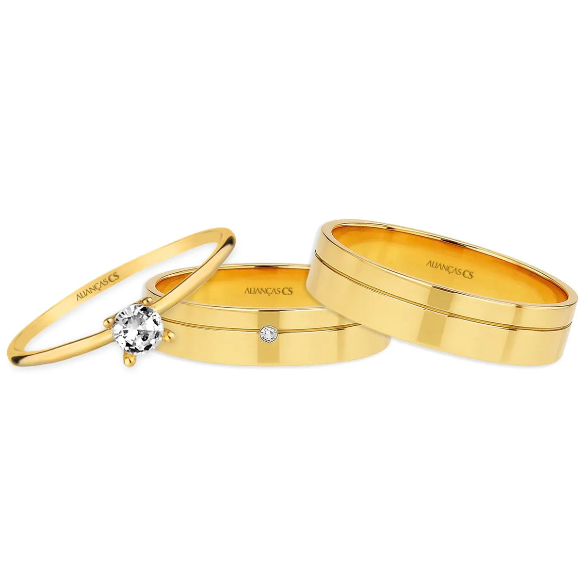 Alianças J´adore 4mm Banhadas a Ouro + Anel Brinde