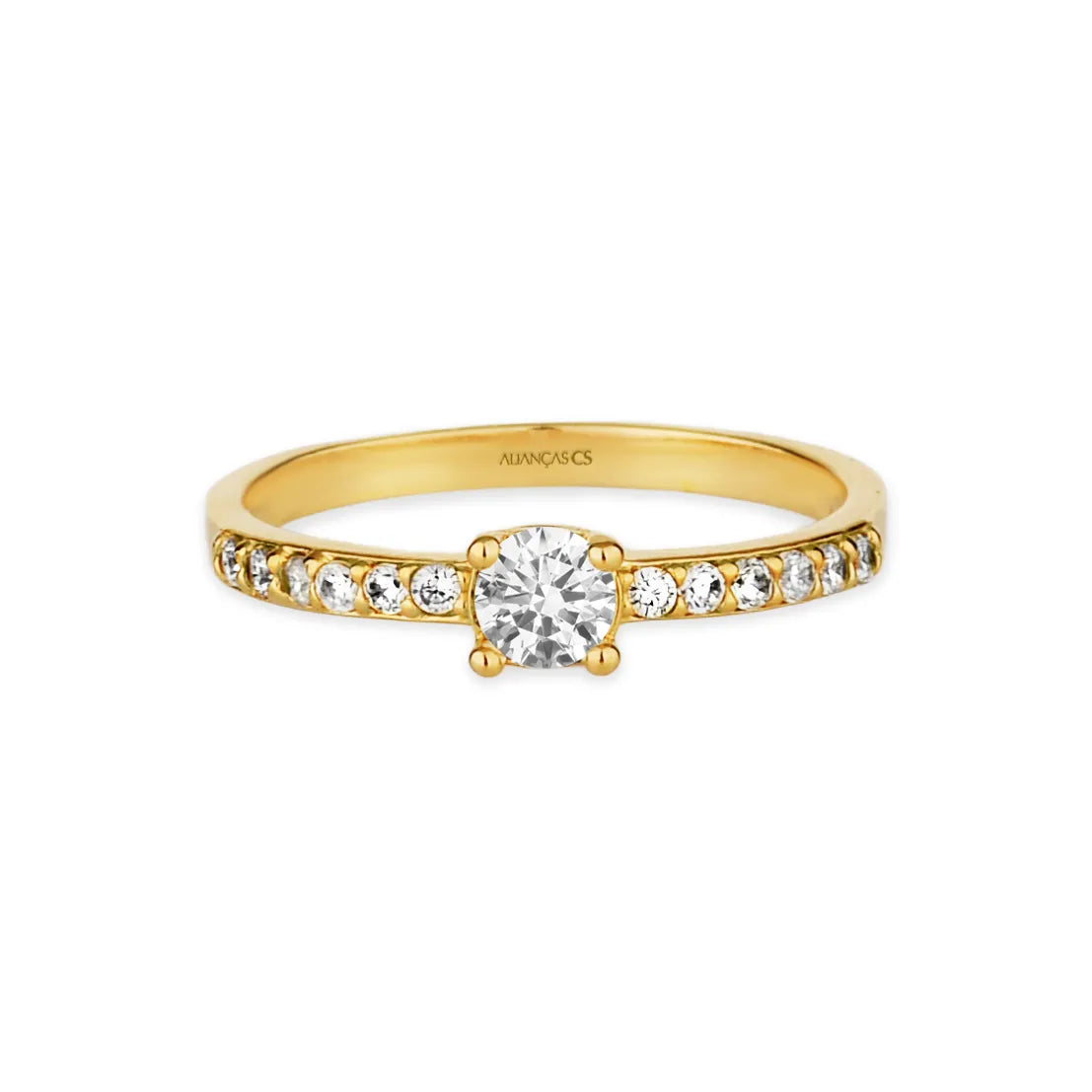 Anel Solitário Cinderela Ouro 18K