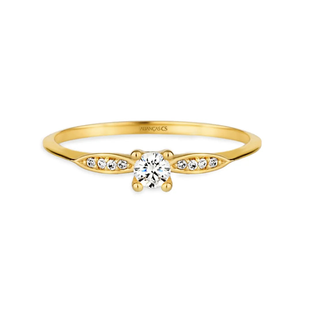 Anel Solitário Delicate Banhado a Ouro (Envio Full)