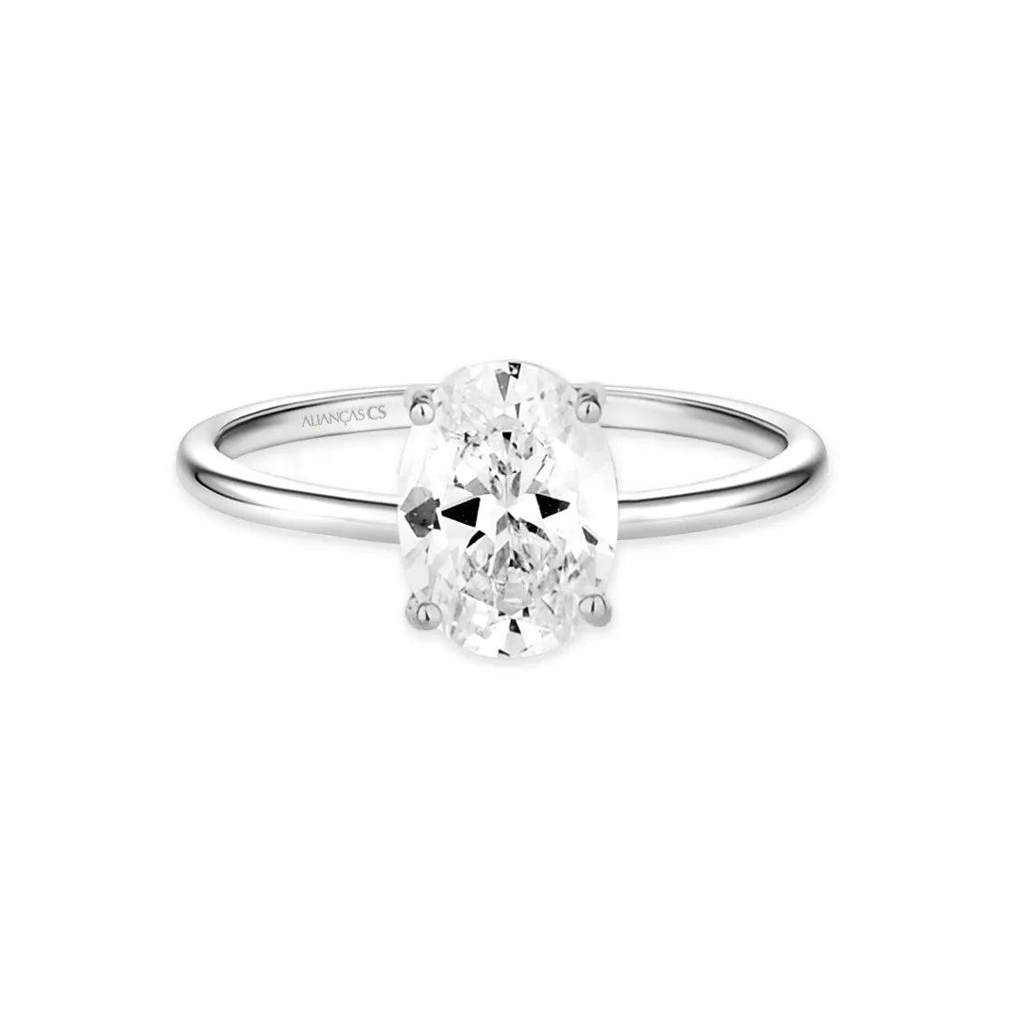 Anel Solitário Vintage Plus Ouro Branco 18K