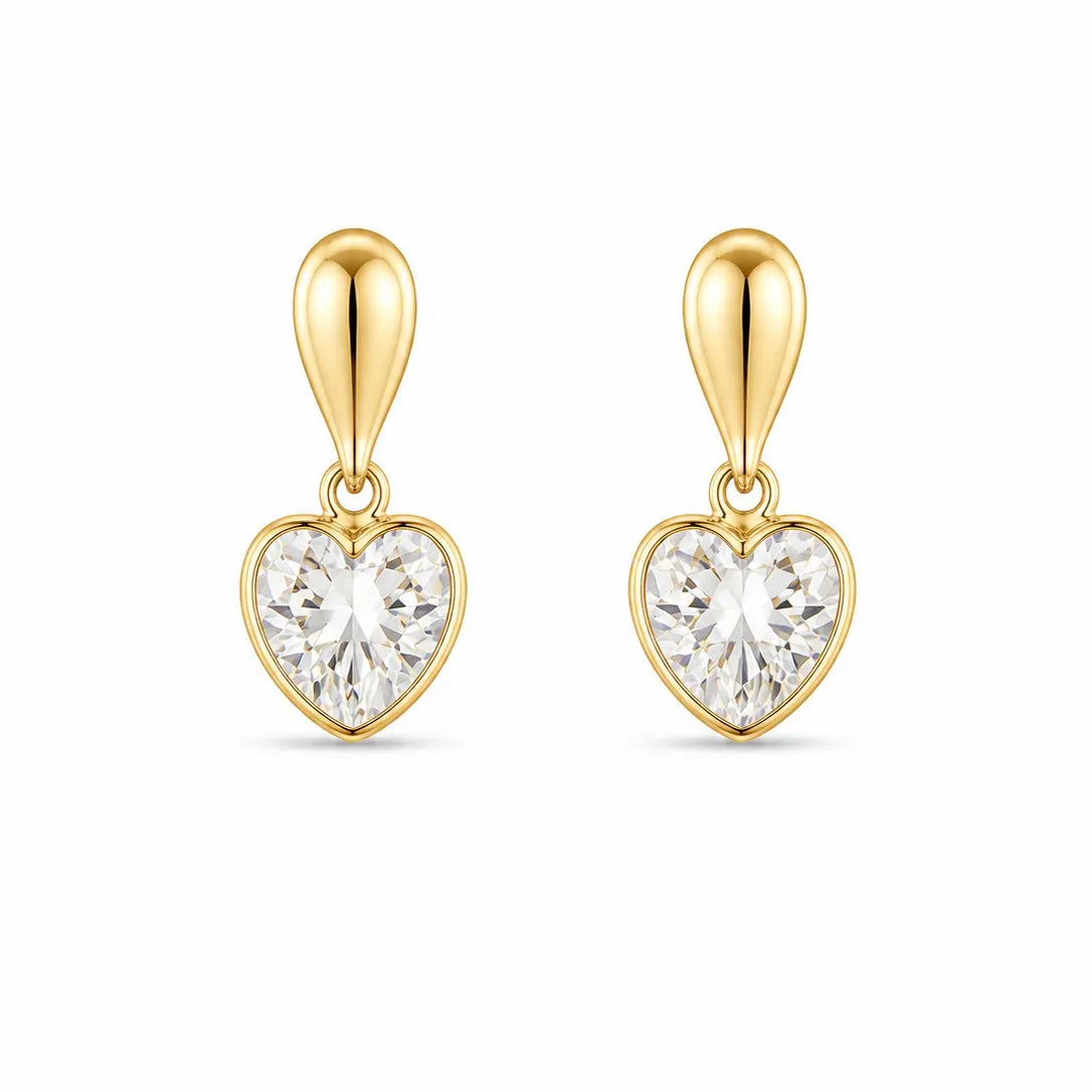 Brinco Sweet Heart Ouro 18K com Gema em Zircônia