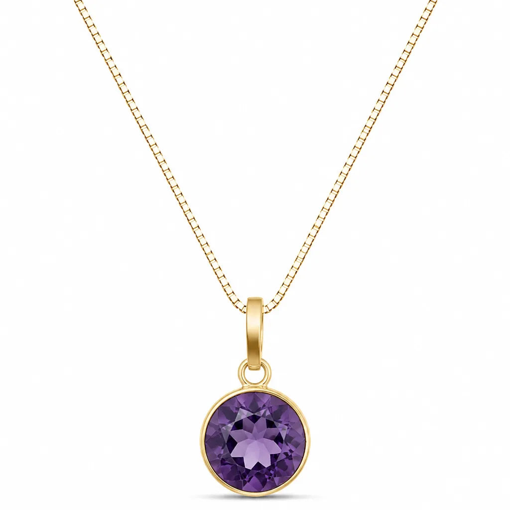 Colar Cristin Ametista em Ouro 18K com Zircônias 45cm