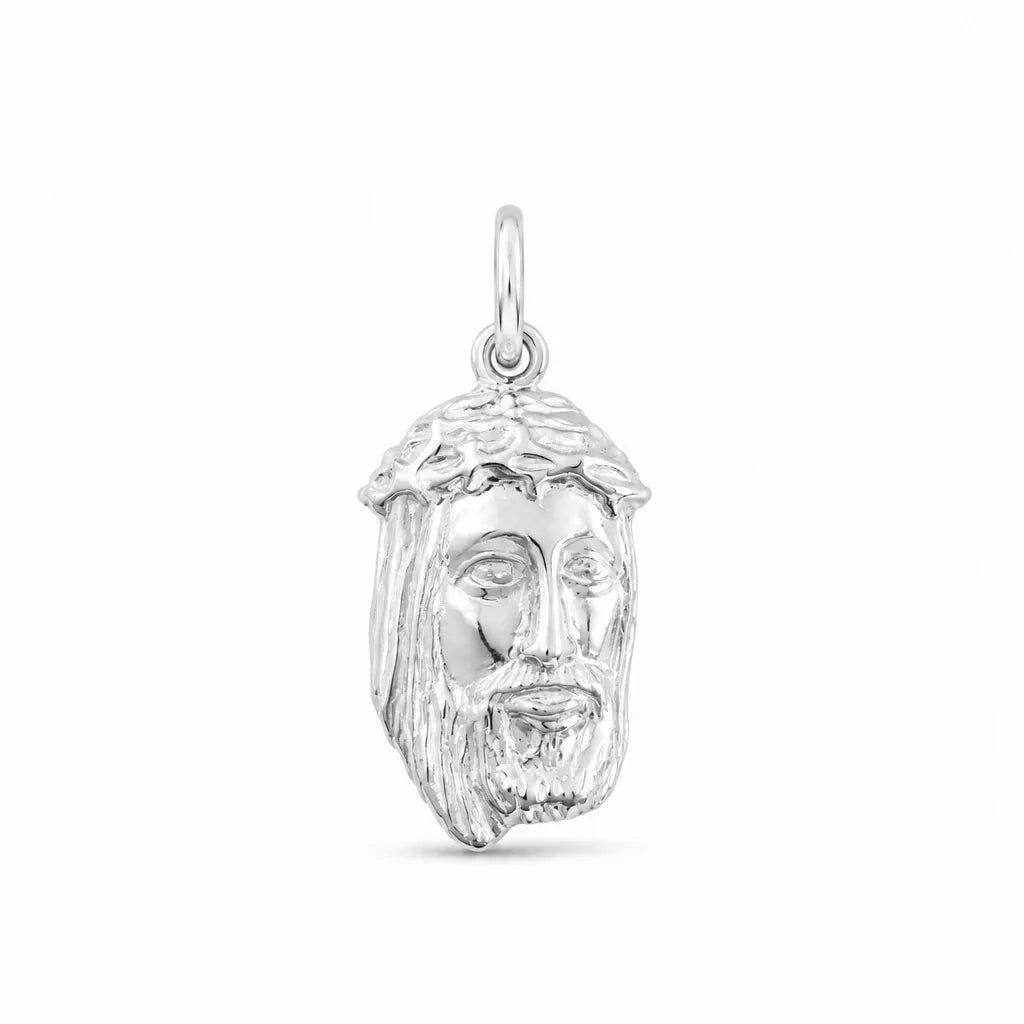 Pingente Face de Jesus Cristo Médio em Prata 925